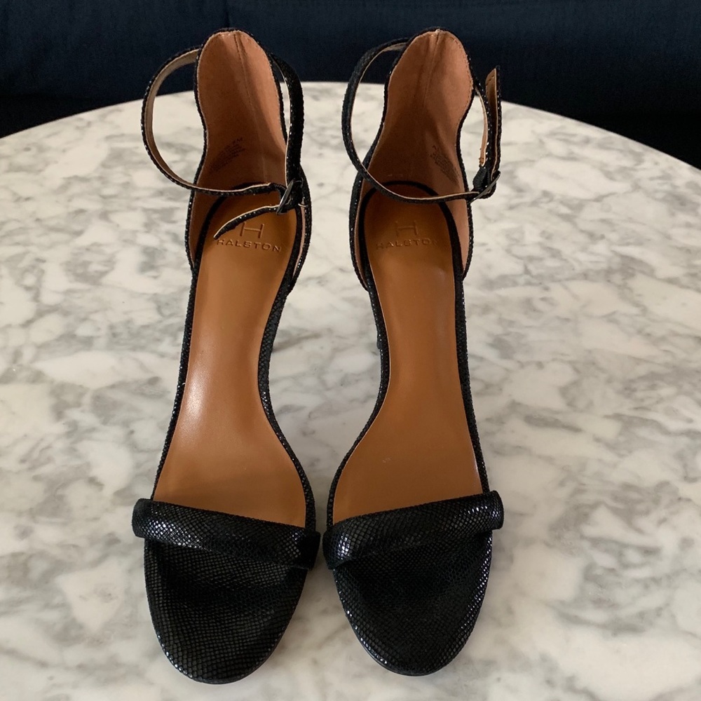 H by Halston Ankle Strap Heels Black NWT